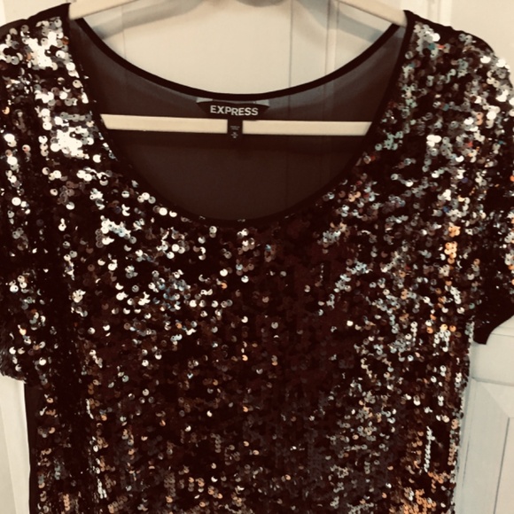 Express Black and Silver Sequin Top - Picture 11 of 15
